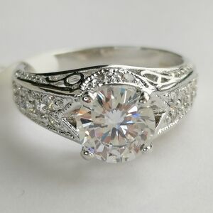 CZ Brilliant Cut ring In 14k White Gold size 7 engagement cocktail style 🆕